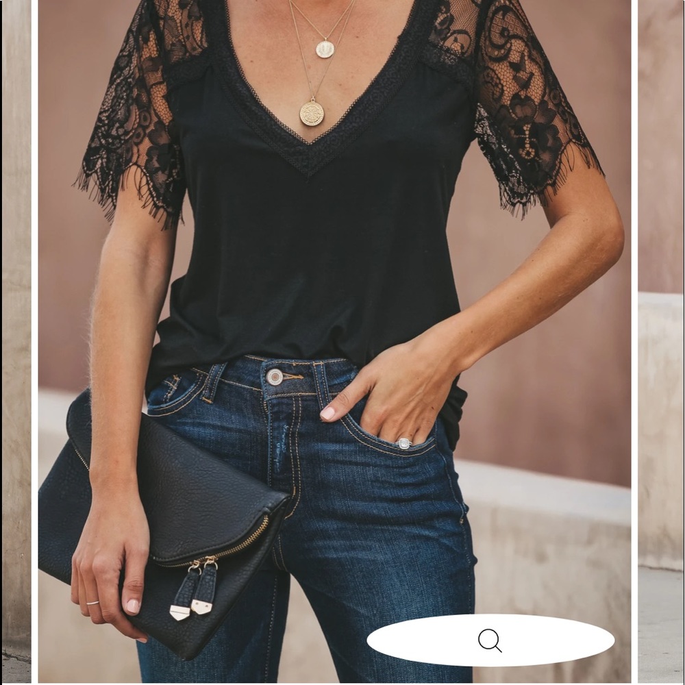 VICI Sweet side lace top - BLACK (Size Small)